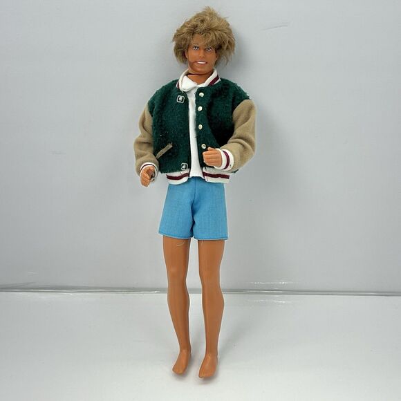VTG Barbie Ken 1990 Fashion 12” Doll Varsity Jacket Beard College Preppy - Picture 1 of 11